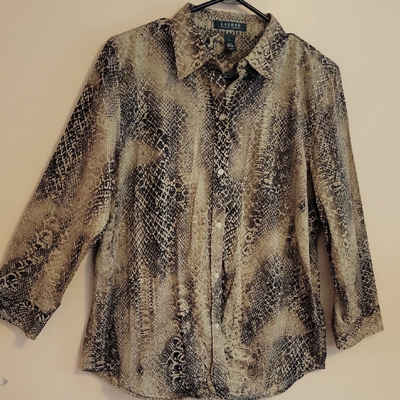 Ralph Lauren Tops - Lauren Ralph Lauren Snake Print Button-Up Blouse